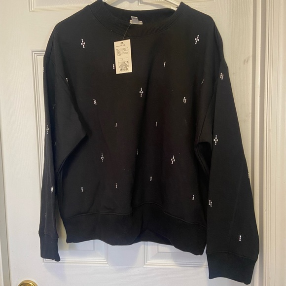 a new day Tops - a new day Black Bling Embellished Sweatshirt